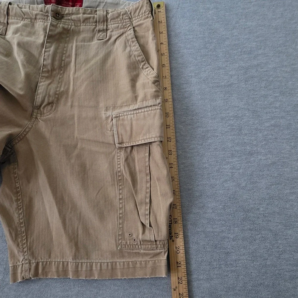 Abercrombie and Fitch Mens Tan Khaki Herringbone Cargo Shorts Size 31 T-2083